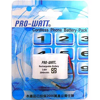 PRO-WATT P200萬用接頭 無線電話電池3.6V 300mah (尺寸:2/3AA*3)