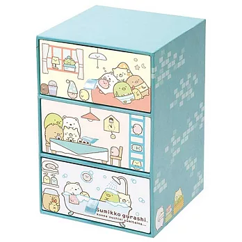 San-X 角落公仔角落公寓系列迷你抽屜收納櫃。藍綠
