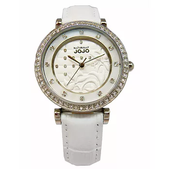 NATURALLY JOJO 百花盛況晶鑽時尚優質腕錶-白-JO96818-80F