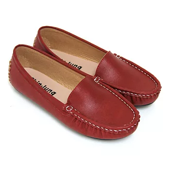 【Pretty】MIT休閒百搭款莫卡辛平底鞋38紅色