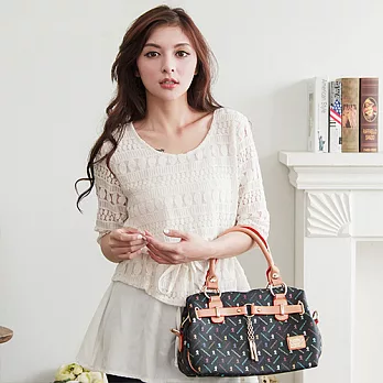 LUMAN.LISHA 露蔓麗莎 英式女王清甜優雅吊飾兩用包(黑色)