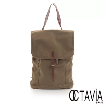 OCTAVIA 8 真皮 - 簡單達人 designer 牛皮帆布後背包-簡單棕簡單棕