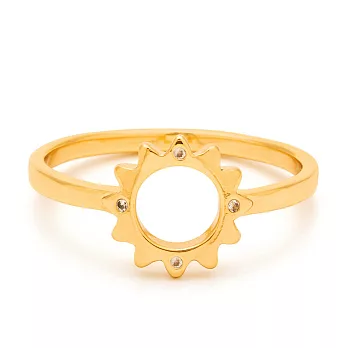 GORJANA 立體太陽戒指 鑲18K金 典雅白鑽設計 簡約百搭6號