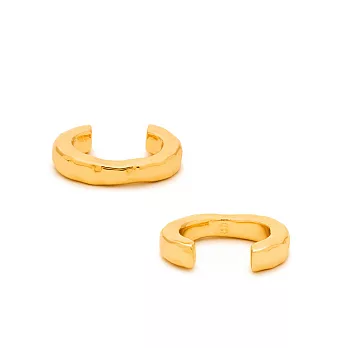 GORJANA 手工波浪紋 金色C型耳環 耳骨夾 耳廓夾 無耳洞女孩必備 鑲18K金