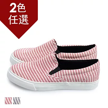 FUFA MIT 慵懶條紋風懶人鞋(U51) - 共兩色23.5紅條
