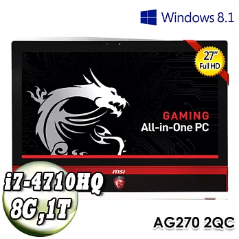 【msi 微星】AG270 2QC-052TW i7-4710HQ四核 GTX970M 3G獨顯 無觸控 Win8 27型All-in-One液晶電腦