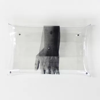 【摩達客】韓國進口EXO合作設計品牌DBSW 手印時尚手拿包(大)平版套收納袋公文包資料袋潮袋無A4透明灰階