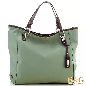 【B&G】搖滾金屬感流線托特包 (幻彩綠)