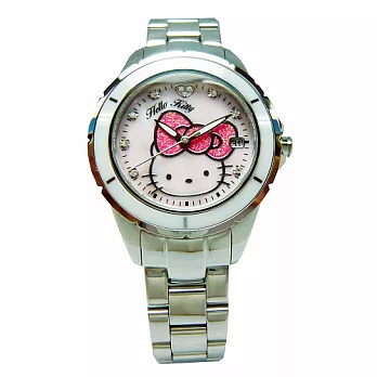 HELLO KITTY 大紅大紫時尚風情優質腕錶-銀色-LK682LWPWS