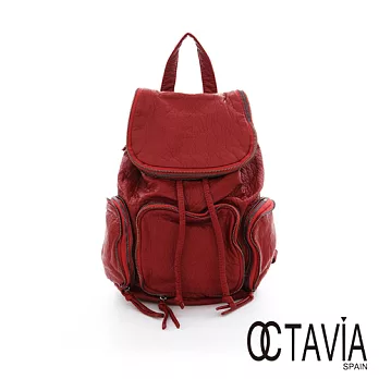 OCTAVIA 8 - 拉鏈三次方 水洗皮輕量後背包 - 磚土紅磚土紅
