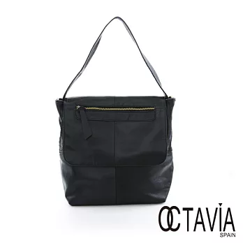 OCTAVIA 8 真皮- 米亞的書包羊皮簡式肩斜二用小包 - 酷黑酷黑