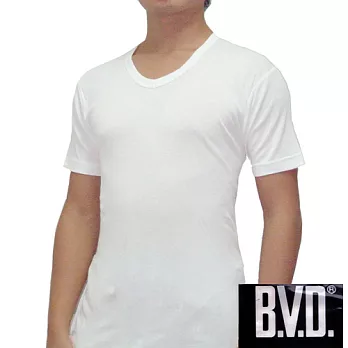 【BVD】時尚天然純棉短袖U領內衣~4件組XL白