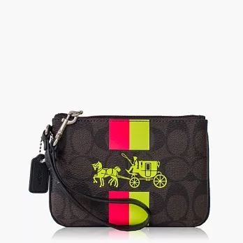 【COACH 攜帶便利】PVC / 零錢收納 / 手拿包(小款)_亮桃黃