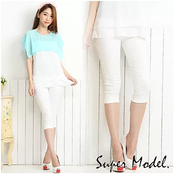 【名模衣櫃】微醺蕾絲塑形七分拉鍊貼腿褲-共6色FREE白色