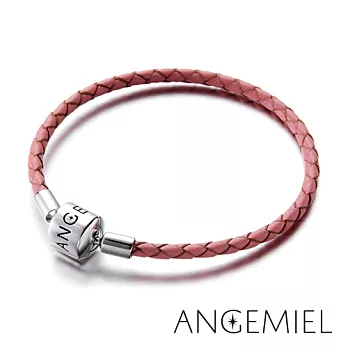 Angemiel安婕米 純銀珠飾 義大利皮革手環(粉紅)19cm