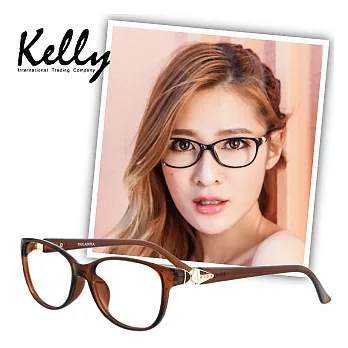 【Kelly C】經典幾何圖形圓形大框平光眼鏡/光學眼鏡/近視眼鏡(褐色8023-C9)褐色
