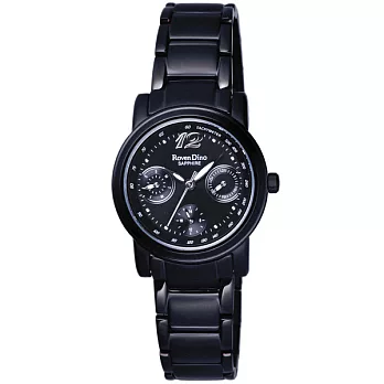 Roven Dino羅梵迪諾錦繡編織華麗三眼時尚錶-黑銀/小