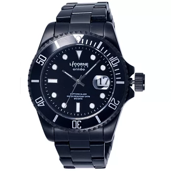 【LICORNE】恩萃Entree 深海潛艇經典型男腕錶 (黑 LT067MBBI)