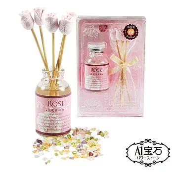 【A1寶石】招財開運-晶鑽五行大玫瑰香氛組-紫水晶粉水晶同聚寶盆功能(含開光-20ml)