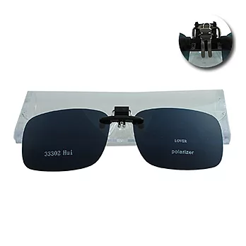 【LOVER】偏光眼鏡夾片-眼鏡族必備!超遮陽 夾式可掀 超輕材質(33302 # 共二色-中型)灰色