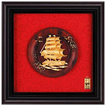 鹿港窯-立體金箔畫-一帆風順(圓盤系列23x23cm)