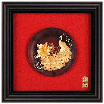 鹿港窯-立體金箔畫-富貴吉祥(圓盤系列23x23cm)