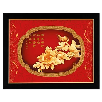 鹿港窯-立體金箔畫-冬日牡丹-花開富貴(鴻運系列15cmx20cm)
