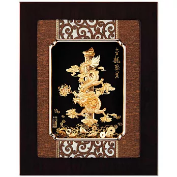 鹿港窯-立體金箔畫-金龍聚寶(框畫系列34x27cm)