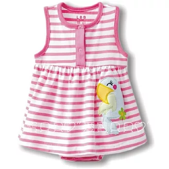 女童無袖粉紅條紋鸚鵡裙包屁衣24M粉紅條紋