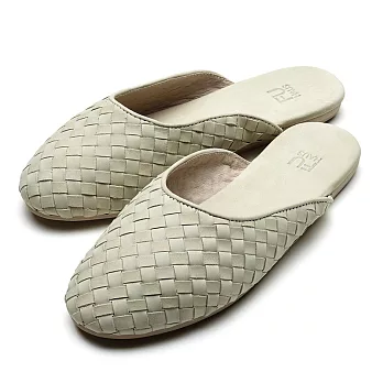 Fuhaus - Audrey Leather Slippers女用編織皮革室內拖鞋 (米色)7米色
