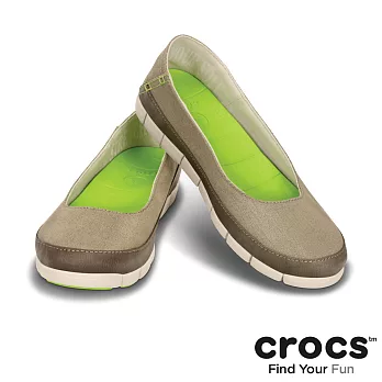 Crocs - 女款 - 女士舒躍奇平底鞋 -35卡其/水泥灰色