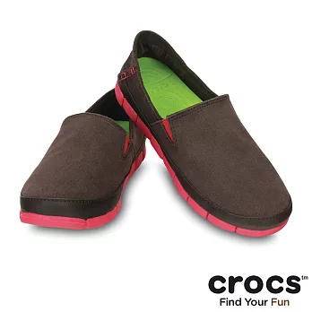 Crocs - 女款 - 女士舒躍奇樂幅鞋 -35深咖啡/罌粟紅色