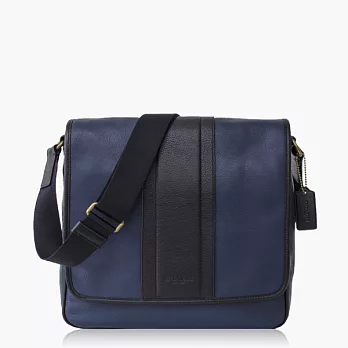 【COACH 男仕品味】皮革 / 側肩 / 斜肩 / 多功能包_黑藍