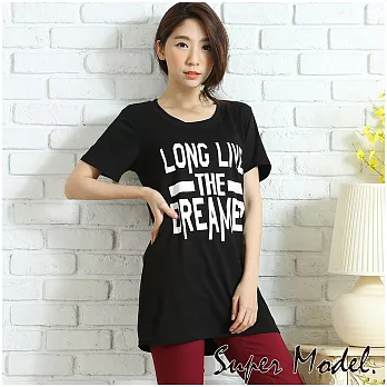 【名模衣櫃】簡約時尚.DREAMER印花T-Shirt-共3色FREE黑