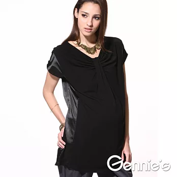 Gennie’s奇妮-低調歐風時尚極簡黑春夏孕婦上衣(C3X16)S黑