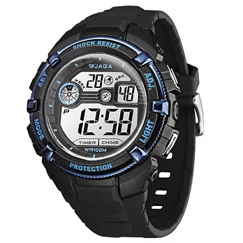 JAGA(捷卡) 豪邁粗礦多功能電子錶-M932-AE(黑藍)