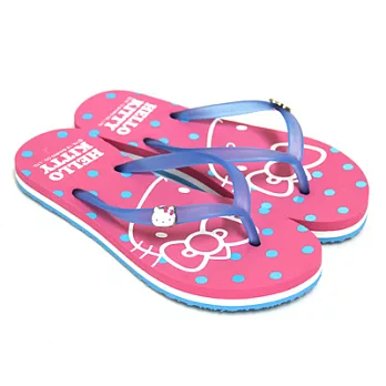 HELLO KITTY 粉嫩馬卡龍色系圓點凱蒂貓夾腳拖鞋39桃紅