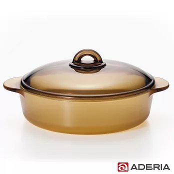 【ADERIA】日本進口陶瓷塗層耐熱玻璃調理鍋2.3L(棕)