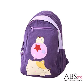 ABS貝斯貓 Star&Cat拼布雙肩後背包 (葡萄紫) 88-143