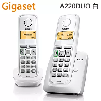 德國Gigaset 數位子母型無線電話機(A220DUO)德國原裝_白色