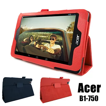 宏碁 Acer Iconia One 7 B1-750 專用高質感平板電腦磁釦式皮套 保護套 可斜立帶筆插藍色