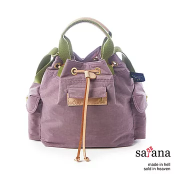 satana - 軍風經典 抽繩3way迷你水桶包 - 接骨木紫
