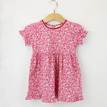 【愛的世界】純棉泡泡袖碎花洋裝-台灣製-100桃紅色