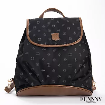 FUNNNY 日本同步 輕量尼龍復古後背包花紋黑