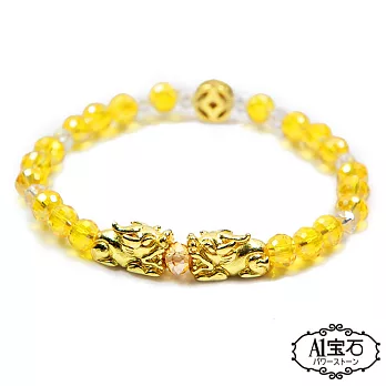 【A1寶石】錢滾錢雙貔貅-黃水晶琉璃瑪瑙手鍊-強力招財桃花旺貴人運(含開光加持)