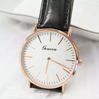 【GENEVA】英倫學院簡約風格尼龍手錶 休閒品味-皮革-黑色