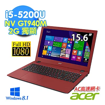 【Acer】E5-573G-53NG 15.6吋FHD畫質筆電(i5-5200U/4G/2G獨/1TB/WIN8.1)紅