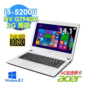 【Acer】E5-473G-56CS 14.1吋FHD畫質筆電(i5-5200U/4G/2G獨/1TB/WIN8.1)
