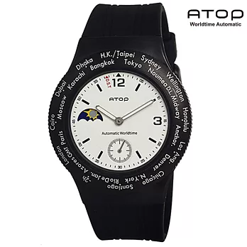 ATOP|世界時區腕錶-24時區運動系列(黑白)