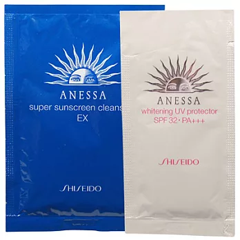 【即期品】資生堂 安耐曬 粉紫 白防曬露(4ml)+全能潔膚油EX(12ml)-2015.12